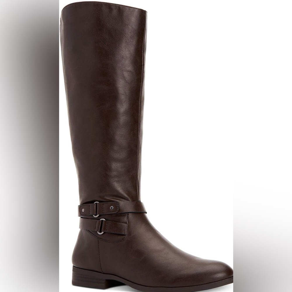Style & Co. Womens Kindell Faux Leather Round Toe Riding Boots ✅